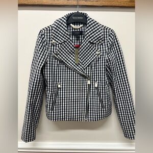 JCrew Gingham Moto Jacket Size 2